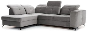 Canapea de colț cu funcție de dormit Belavio L Stânga - tapițerie gri Letto 92