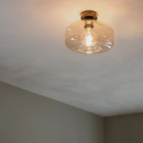 Plafoniera Art Deco neagră cu sticlă chihlimbar - Bizle