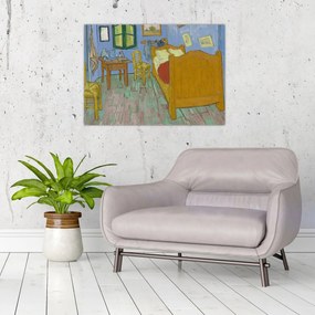 Tablou pe sticlă - Vincent van Gogh, The Bedroom, reproducere (70x50 cm)