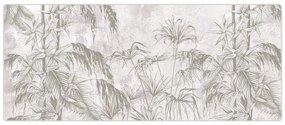 Tablou - Plante tropicale pe perete gri (120x50 cm)