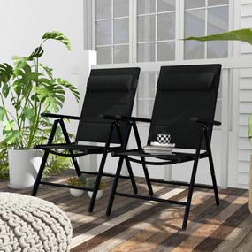 Outsunny Set 2 Scaune Pliabile Aluminiu pentru Terasă cu Spătar Ajustabil Gri | Aosom Romania