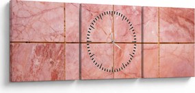 Tablou - Roz, gresie marmorată (cu ceas) (90x30 cm)