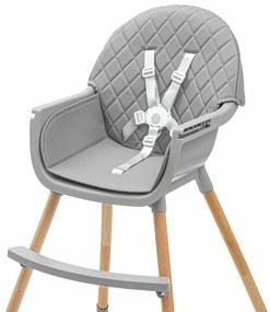 Scaun înalt Baby Mix Freja wooden, gri