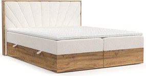 Pat boxspring crem/în culoare naturală cu spațiu de depozitare 140x200 cm Asahi – Maison de Rêve