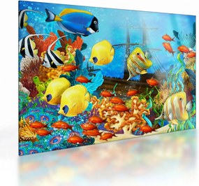 Tablou pe sticlă - Recif de corali colorat (70x50 cm)