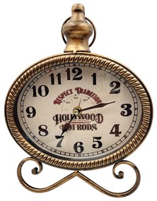 Ceas de masa HOLLYWOOD, Auriu, Metal, 21x27cm