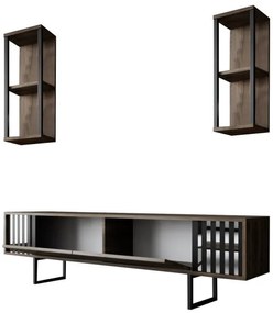 Set de mobilier pentru living Chrome, Nuc- Negru