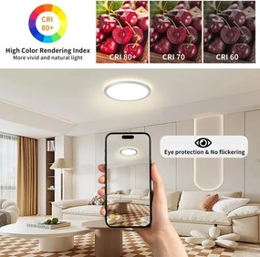 Brilagi - Plafonieră LED pentru baie ULTRA SLIM, 12 W, 230 V, Ø 22,5 cm, argintiu, IP54
