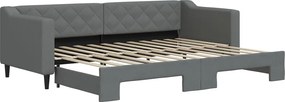 vidaXL Pat de zi cu extensie, gri închis, 80x200 cm, textil