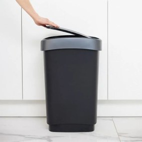 ROTHO Coş de gunoi SWING TWIST, negru şi argintiu 50 l