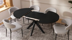 Mazzoni RENZO Negru - MASĂ ROTUNDĂ Ø110 EXTENSIBILĂ PÂNĂ LA 180 cm | PENTRU BUCĂTĂRIE SUFRAGERIE LIVING RETRO