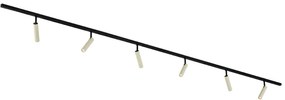 Sistem modern de iluminat pe șine cu 6 spoturi bej și negre monofazat - Slimline Uzzy