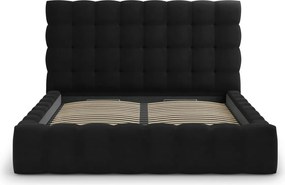 Pat tapitat cu tablie si lada depozitare, Mamaia, Micadoni Home, BL, 180x200 cm, catifea, negru