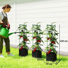 Outsunny Patură înălțată cu suport pentru cățărători saci 83,7 litri set de 3 jardiniere triunghiulare suport roșii 35 x 35 x 120 cm | Aosom Romania