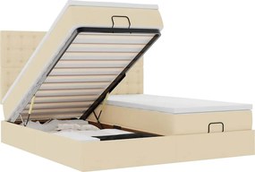 vidaXL Cadru de pat otoman cu saltele crem 180x200cm stofa
