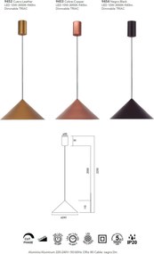 Pendul LED stil minimalist CONO D-24cm negru