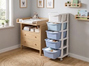 Raft pe roti cu sertare TONES 97x36x36 cm, albastru