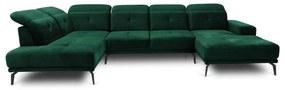 Colțar verde cu tapițerie din catifea (cu colț pe partea stângă/în formă de "U") Bretan – ELTAP