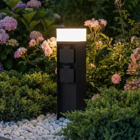 Brilagi - Lampă de exterior cu 2 prize SCHUKO, 1xG9/11W/230V, IP44, neagră