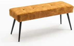 Bancheta tapitata design modern Boutique 100cm, galben mustar