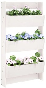vidaXL Jardinieră de perete cu 3 niveluri alb 60x18,5x110 cm lemn pin