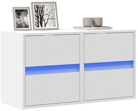 vidaXL Comode TV de perete cu lumini LED, 2 buc., alb, 41x31x45 cm