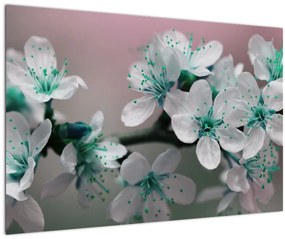 Tablou cu floare - turcoaz (90x60 cm)