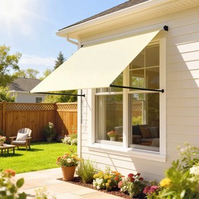 Outsunny Copertină retractabilă manuală înclinare reglabilă 150 x 116 cm protecție UV aluminiu poliester crem | Aosom Romania
