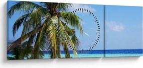 Tablou cu palmier pe plajă (cu ceas) (90x30 cm)
