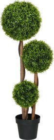 HOMCOM Plantă Artificială de Buxus cu 3 Ffere și Frunze de Bambus | Aosom Romania
