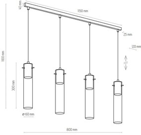 Lustră pe cablu LOOK GRAPHITE 4xGU10/10W/230V