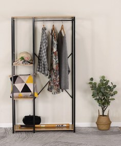Suport haine cu 3 rafturi, UnicSpot, negru, 90x40.4x167 cm