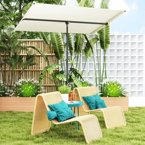 Outsunny Umbrelă de soare 180 de grade rotativă, înălțime reglabilă, umbrelă de grădină cu stâlp de aluminiu 150x205 cm Bej | Aosom Romania