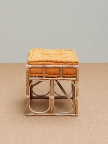 Taburet orange, din rattan si bumbac, India
