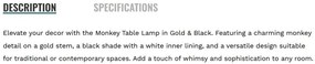 Veioza/Lampa de masa design decorativ Wise Monkey auriu/negru