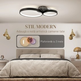 HOMCOM Lampă de tavan LED Modernă cu Intensitate Reglabilă, Putere 40W, Negru | Aosom Romania