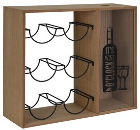 443300 H&S Collection Raft pentru 6 sticle de vin, maro și negru, metal