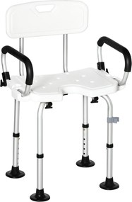 Scaun de dus reglabil pe inaltime cu spatar si brate captusite, ventuze pentru picioare, alb HOMCOM | Aosom Romania