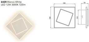 Aplica LED de perete/tavan DAKLA 12W alba