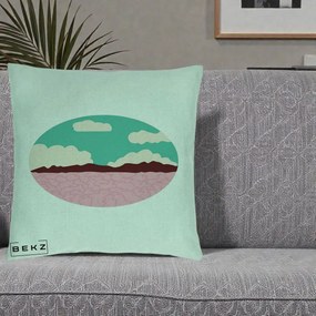 Perna Decorativa Peisaj Desert Oval Pastel, 40x40 cm, Verde Menta, Husa Detasabila, Perna Inclusa, BEKZ®