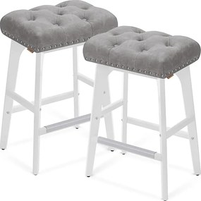 set de 2 scaune de bar, 66 cm inaltime, gri/alb