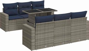 vidaXL Set canapele grădină cu perne 7 piese gri poliratan/lemn acacia