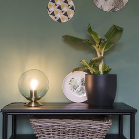 Lampă de masă Art Deco din alamă cu sticlă albastră - Pallon