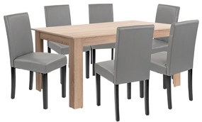 Set de masă Leon 6+1, gri stejar Sonoma