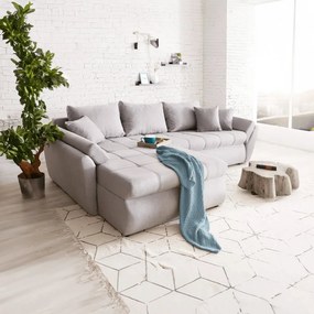 Colțar extensibil dumonde cu ladă de depozitare si sezut confortabil din spuma high-density, Loana Enjoy Grey 270x185 cm
