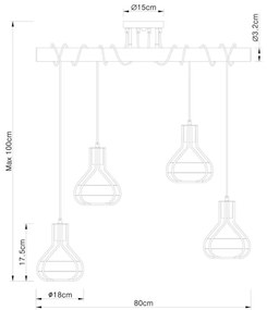 Lustră pe cablu Globo 15388-4D CLASTRA 4xE27/60W/230V