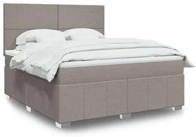 vidaXL Pat continental cu saltea, gri taupe, 180x200 cm, textil