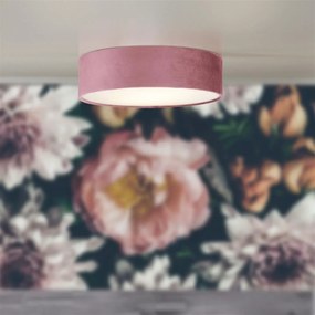 Plafoniera moderna cu abajur din catifea roz Drum 3L, 50cm
