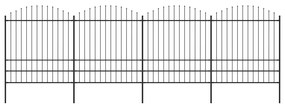 Gard de gradina cu varf sulita, negru, (1,75-2) x 6,8 m otel 1, 175-200 cm, 6.8 m