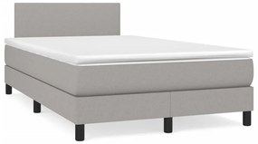 vidaXL Pat box spring cu saltea, gri deschis, 120x190 cm, textil